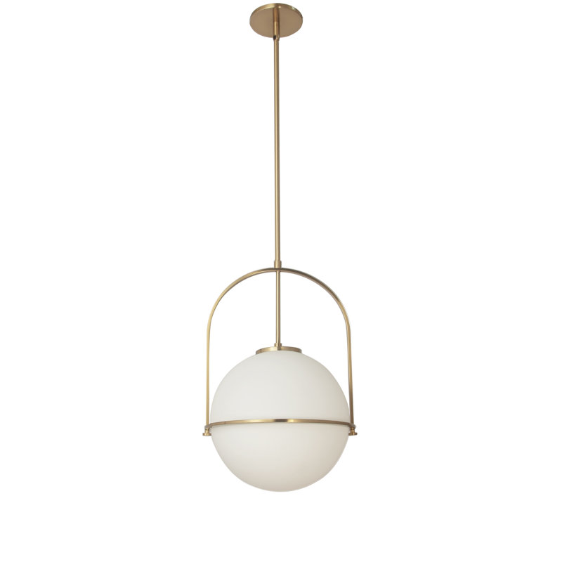Luminaire suspendu incandescent 1 lumière Paola, H 17 po x l 11,5 po x P 11,5 po, Laiton vieilli