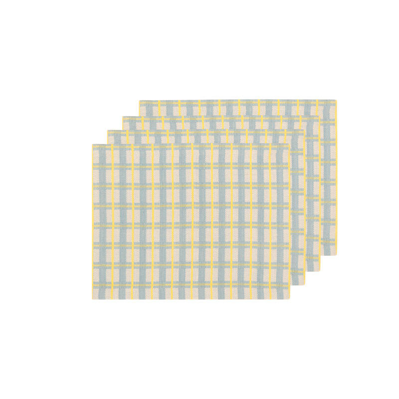 Handloom Jacquard Collection Table Placemat 14x18 Inch, Blue;Yellow