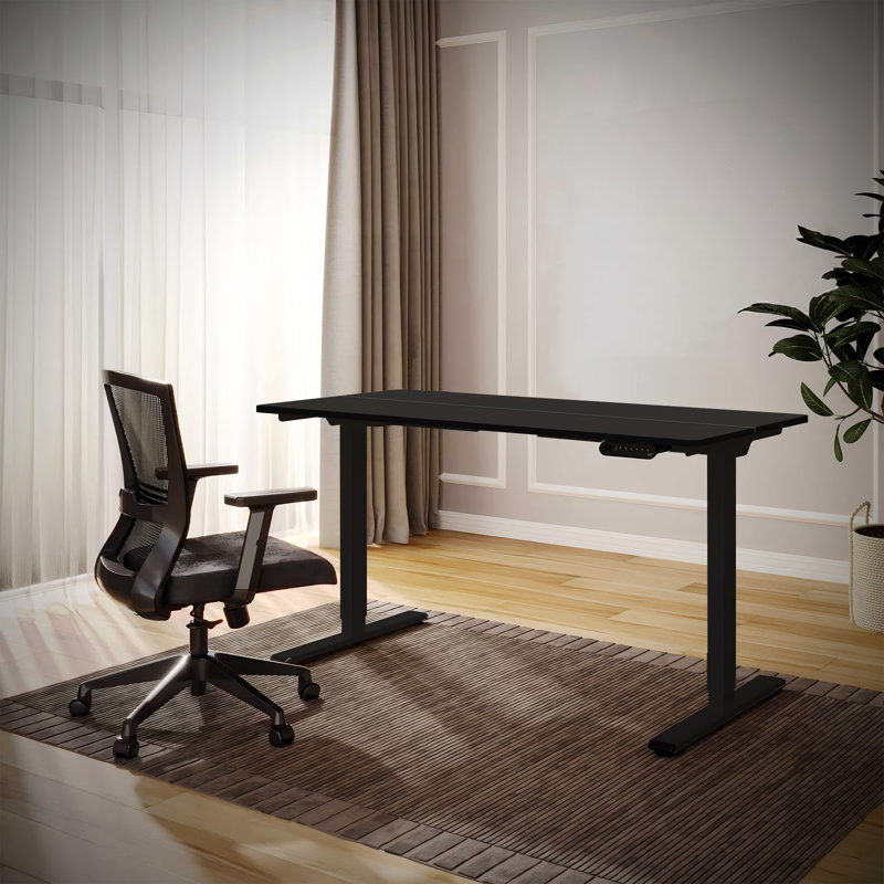 Electric Standing Desk Whole Piece Adjustable Height Desk Home Office Computer, 28.7" H x 31.5" W x 19.7" D, Black/Black