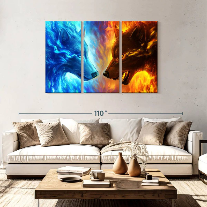 Fire And Ice Wolves, 48" H x 74" W