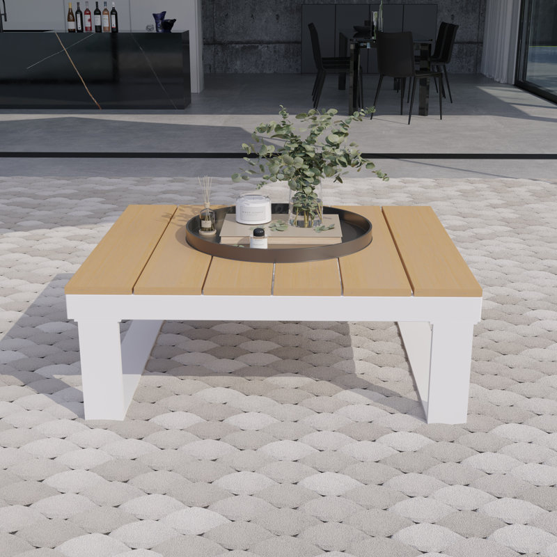 Aluminum Patio Coffee Table, White