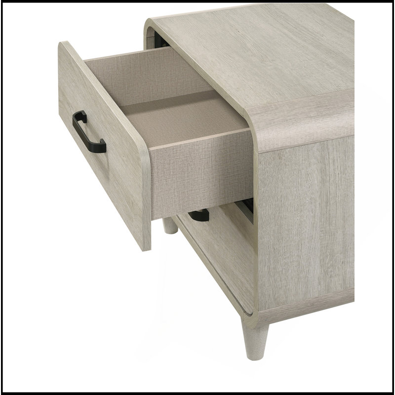1Pc Contemporary White Finish Ample Drawer Space Two Drawers Nightstand Storage Wooden Furniture Antique White, Antique White