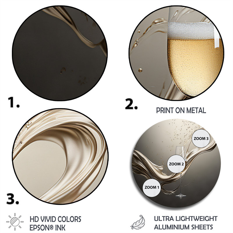 Verre à champagne «River Simplicity» - art rond en métal, H 16 po x l 16 po