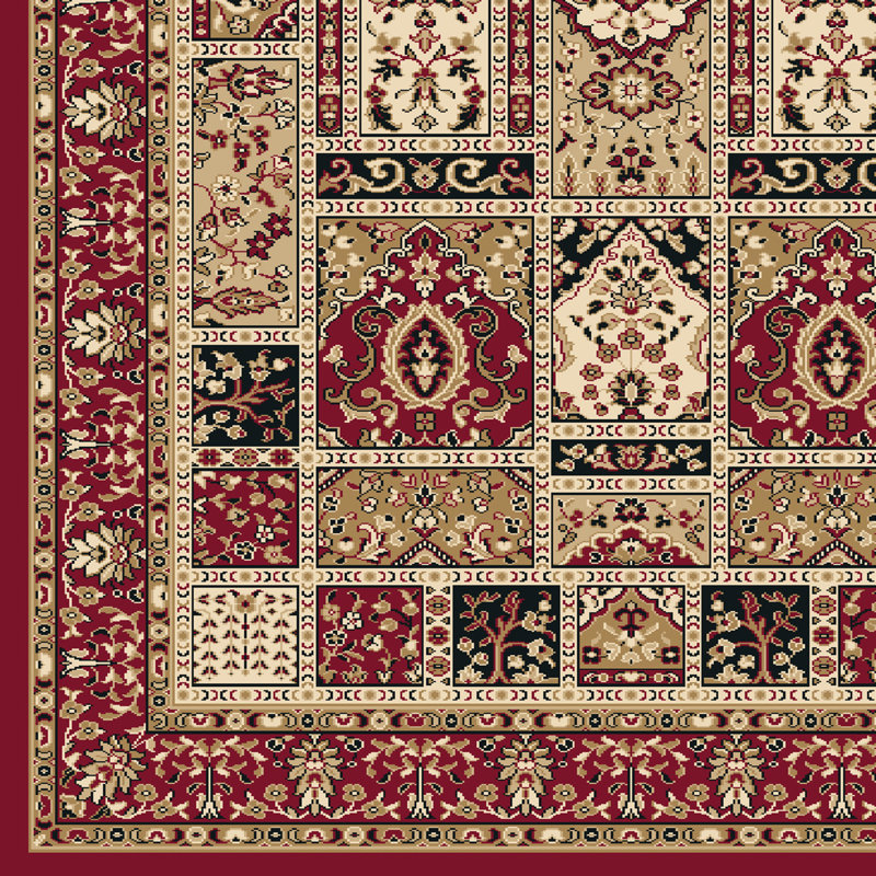  Weisgerber Red Oriental Panel Area Rug – Traditional Design, Rectangle 2'2" x 7'7"