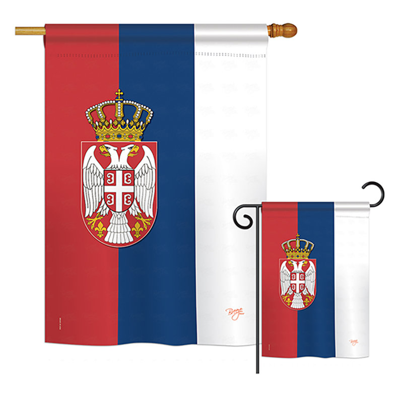 Ensemble de 2 drapeaux en polyester vertical décoratif 2 côtés serbie de l’univers