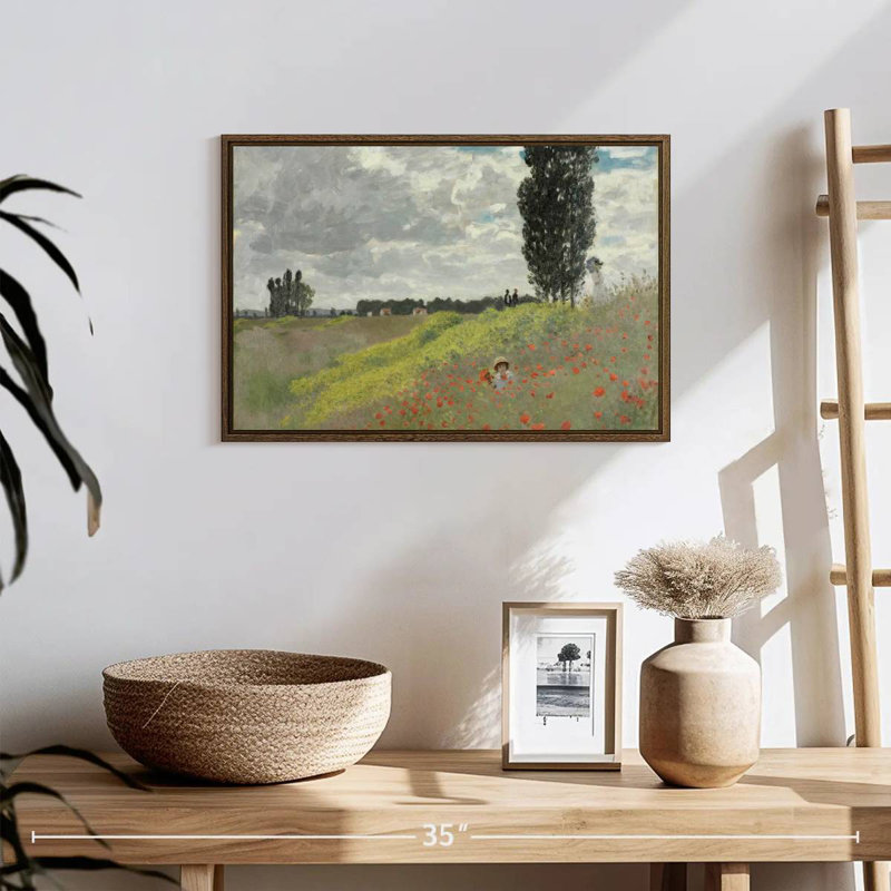 Une promenade dans les prés à Argenteuil, 19 po x 13 po, Cadre flottant noyer