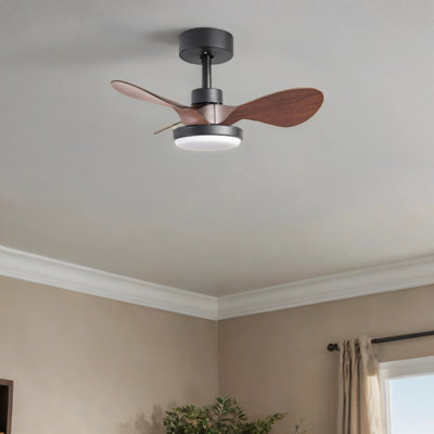 Petit ventilateur de plafond de 24 po avec télécommande légère, ventilateur de plafond noir moderne à profil bas, moteur CC réversible silencieux à 6 vitesses pour la chambre à coucher, cuisine
