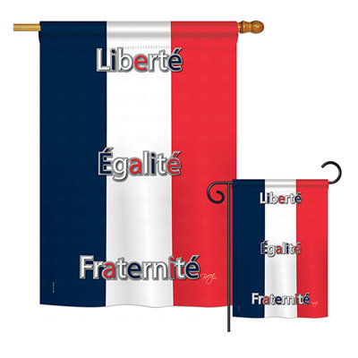 Ensemble de 2 drapeaux en polyester vertical décoratif 2 côtés france of the world