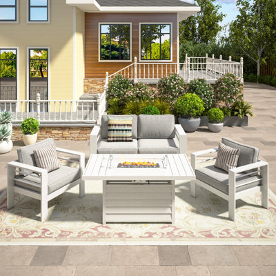 Brandtley 4 - Person Outdoor Seating Group with Cushions and 55' Fire Pit Table