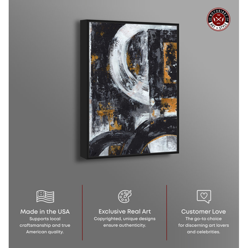 Masculine Abstract Black and White Canvas Wall Art, 10" x 15"
