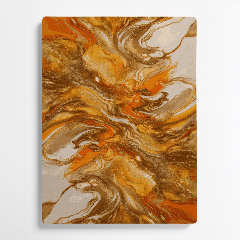 Abstrait fluide, art mural en métal brun 9, H 20 po x l 30 po