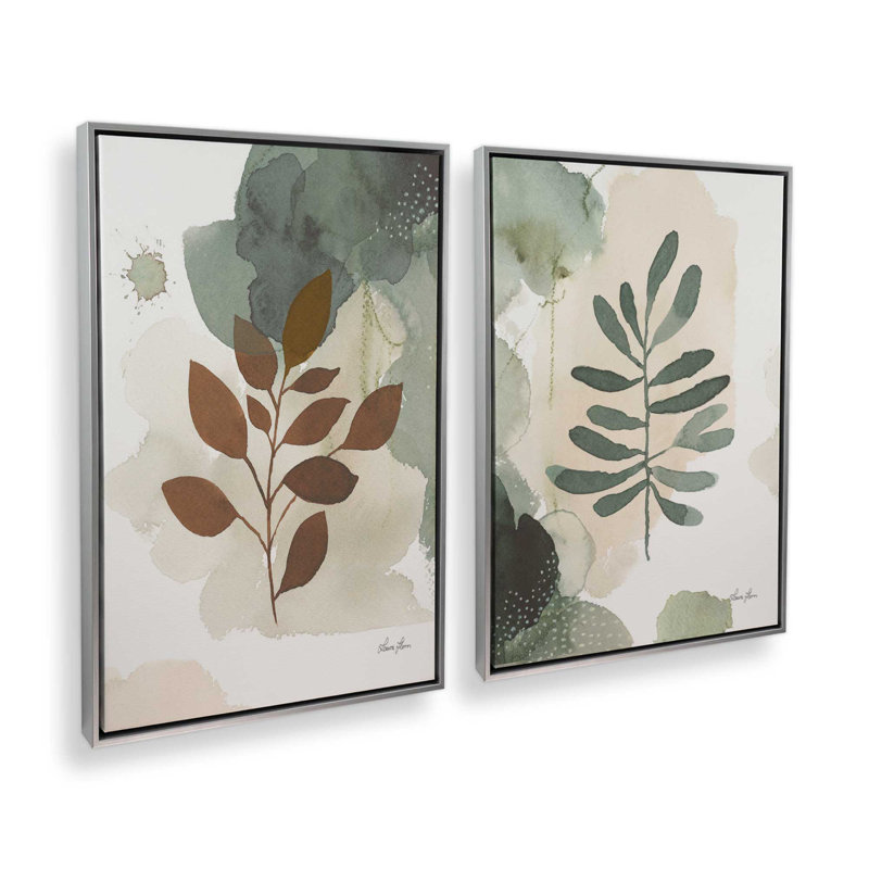 Ensemble de 2 feuilles harmoniques duo I, H 37 po x l 50 po, Cadre flottant en chrome poli