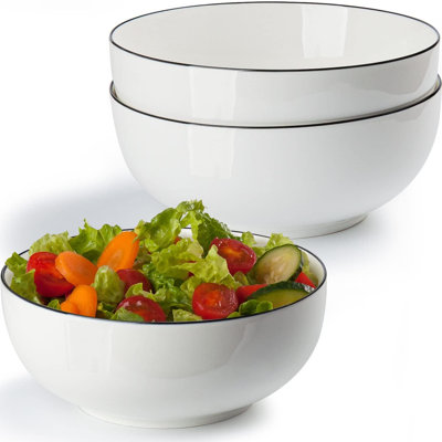 Large Porcelain Bowl Set Of 3 - Versatile Soup, Pho, Ramen & Salad Bowls, Durable & Stylish For Everyday Use & Entertaining