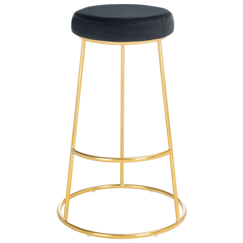 Upholstered Counter Stool with Metal Frame, Black