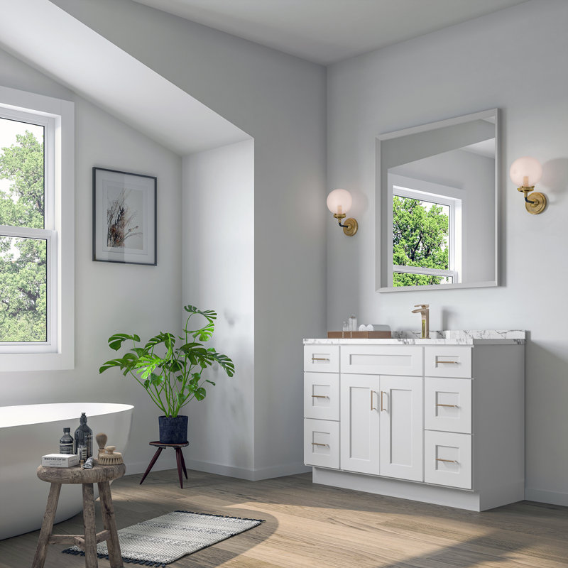 Meuble-lavabo de salle de bain prêt à assembler 48 po - comptoir non inclus, Blanc