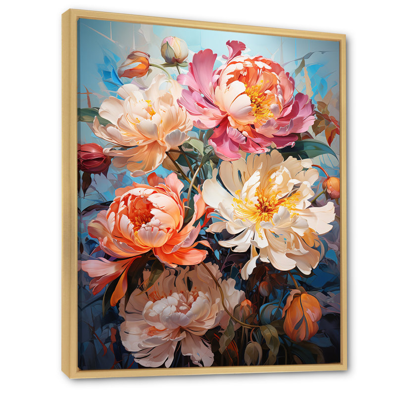 Peony Petal Poetry III sur toile, Cadre flottant naturel, H 20 po x l 12 po x P 1 po