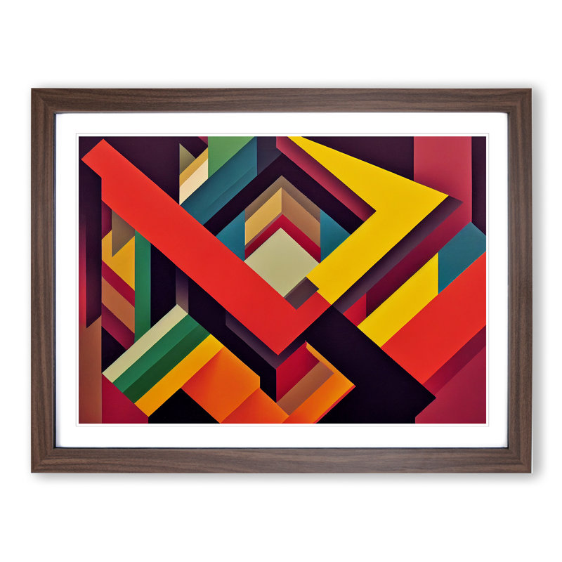 Imaginative Abstract - Single Picture Frame Print, 25cm H x 34cm W x 2cm D, Walnut