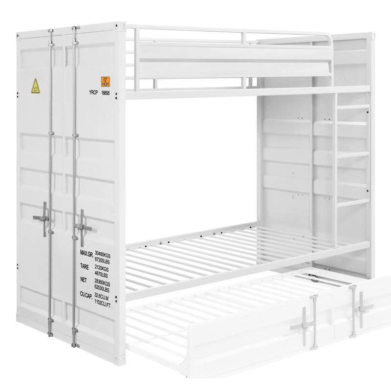 Hubbert Kids Twin Bunk Bed, Full Over Full, White