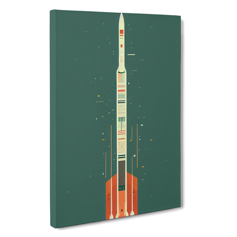 Artistic Spaceship Rocket No.1 - Wrapped Canvas, 50cm H x 35cm W x 3cm D