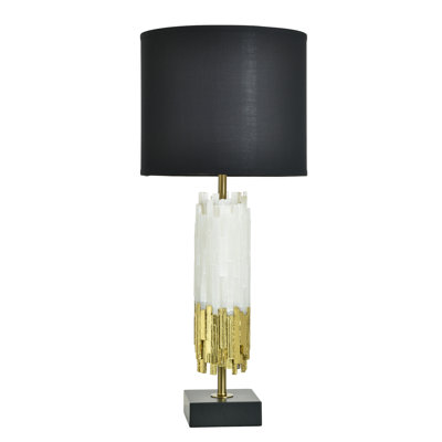 Lampe de table Tamara Day for Stylecraft Jasper - Noir, blanc et feuille d'or - Abat-jour noir
