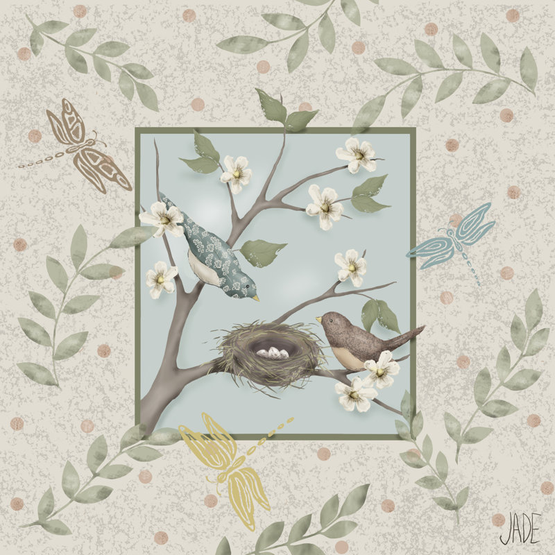 Whimsical Birds II by Jade Reynolds - Wrapped Canvas Print, 51cm H x 51cm W
