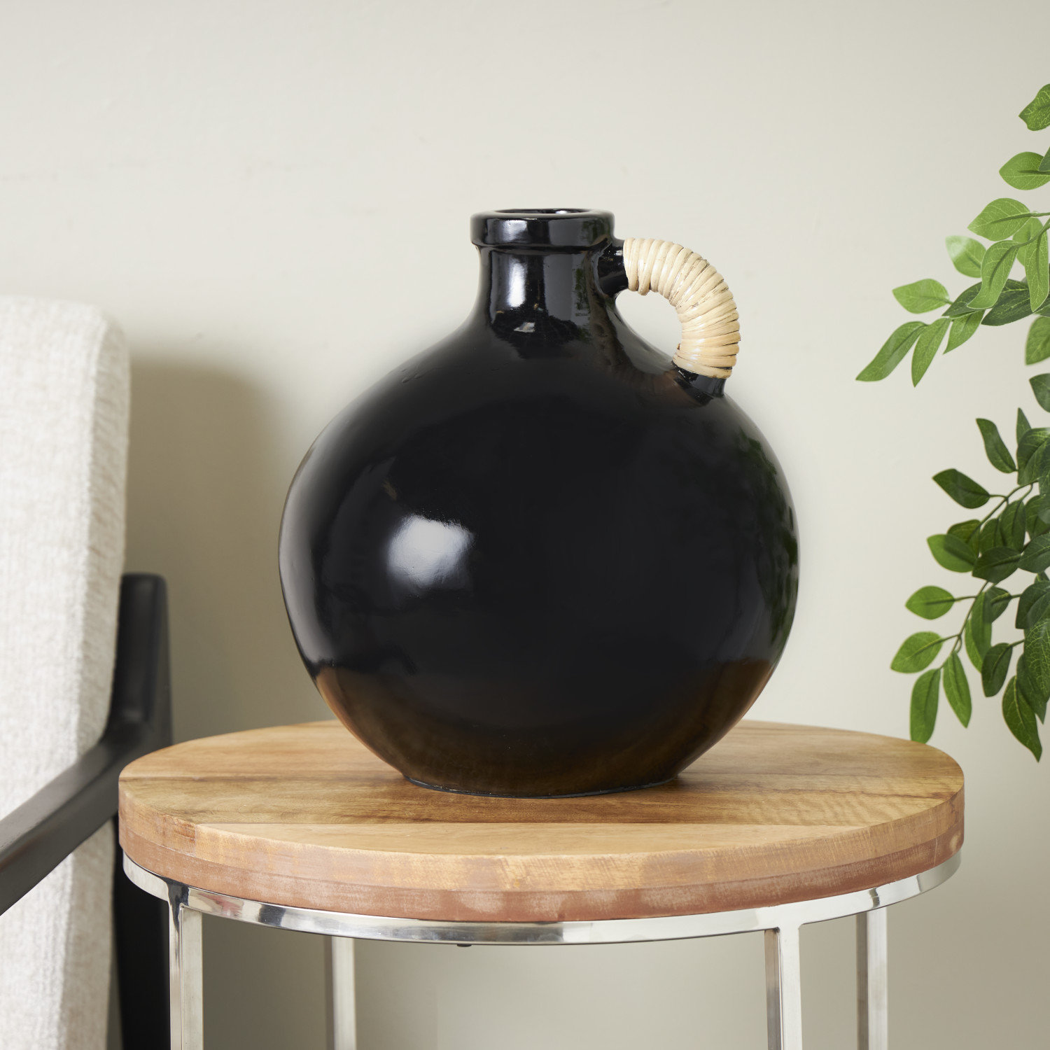 Winslet Terracotta Table Vase, Black, 13.45" H x 12.2" W x 12.2" D