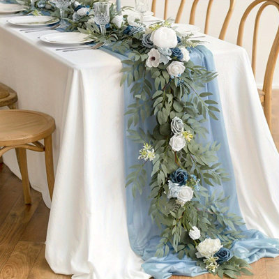 Guirlande de fleurs de feuilles de saule eucalyptus - 70 pouces Eucalyptus et rose, décoration de table chérie pour réception de mariage, guirlande de fleurs artificielles pour manteau de cheminée, cérémonie de jardin printanier, décoration de mari