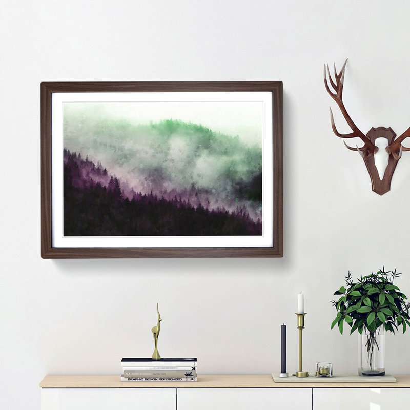Foggy Forest - Picture Frame Graphic Art Print, Walnut Framed, 24cm H x 33cm W x 2cm D