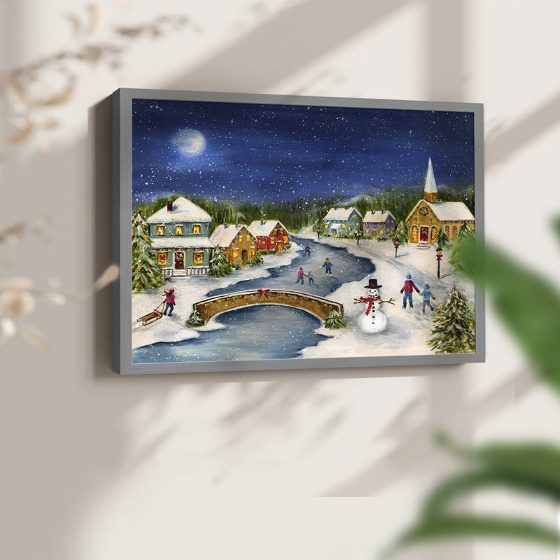 Winter Village - reproduction encadrée - réarmable, H 8 po x l 10 po, Gris
