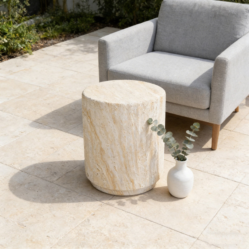 Table d'appoint légère d'extérieur Mgo, Beige, jaune