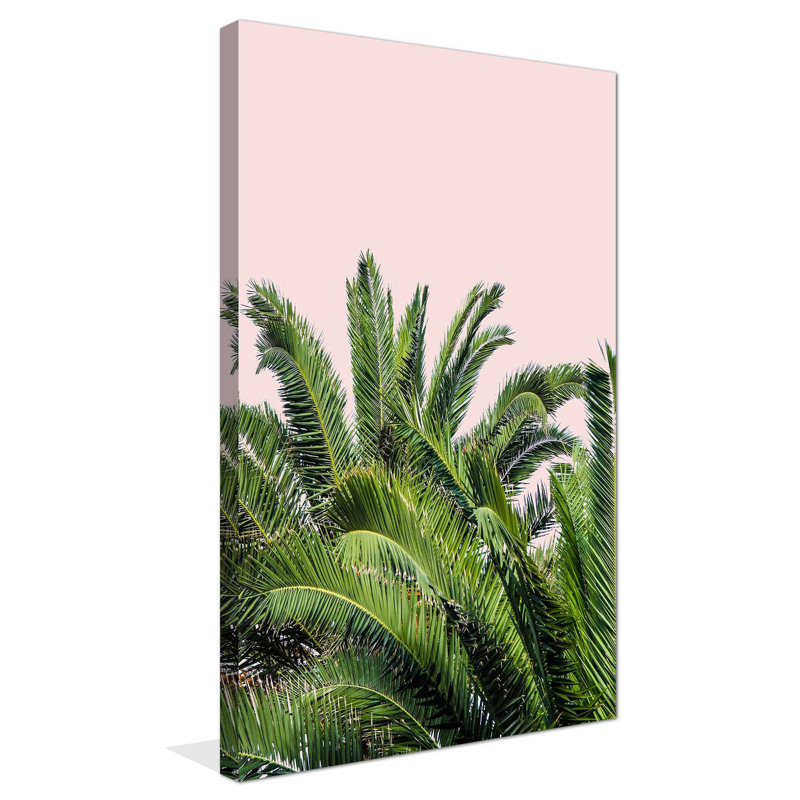 «Tropical Leaves on Blush II», reproduction de photo, H 40 po x l 24 po x P 1,5 po, Toile tendue