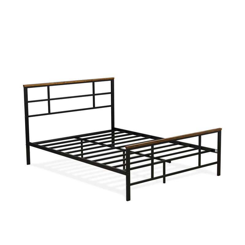 Ingram Full Size Bed with 7 Metal Legs - Lavish Bed in Powder Coating Black Color, Full