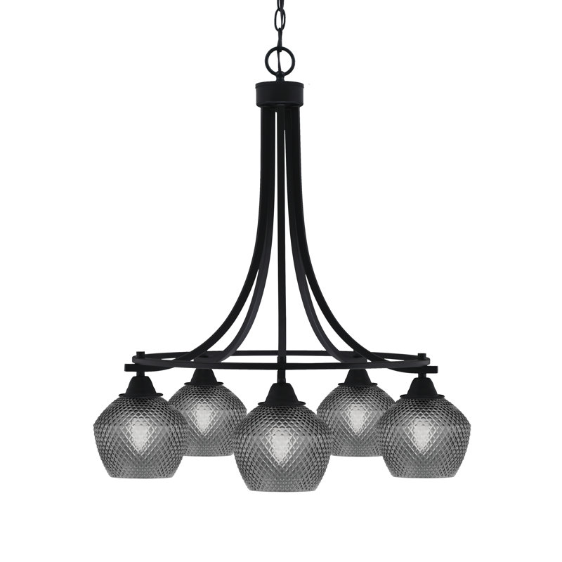 Lustre 5 lumières Paramount, Noir mat, Noir