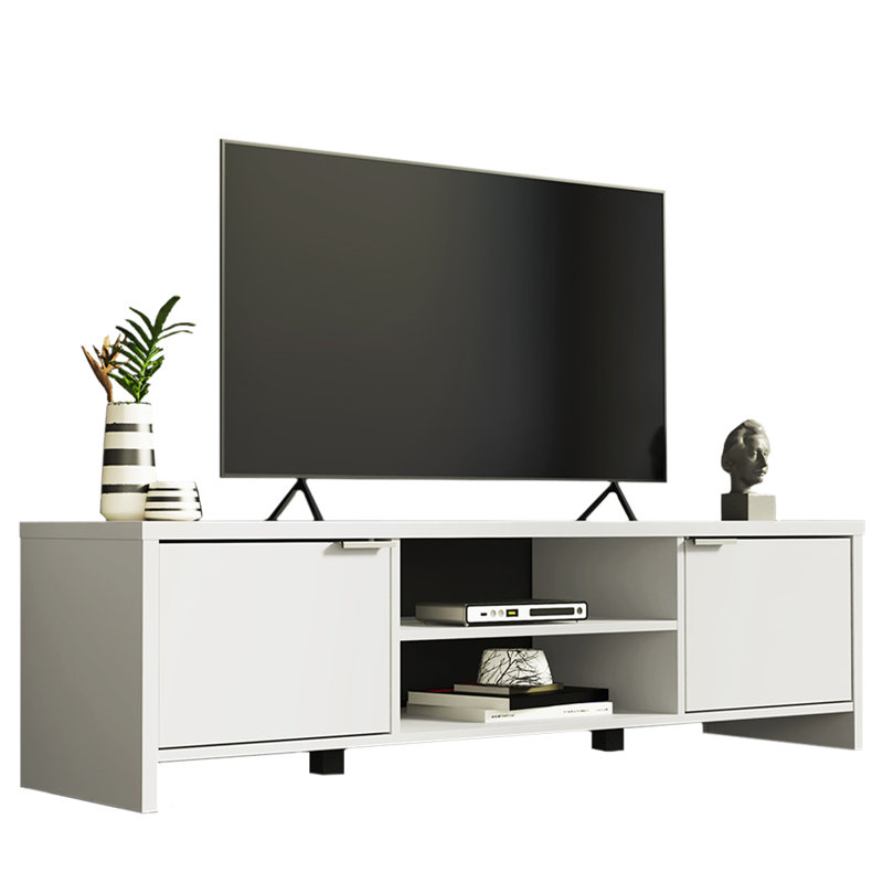 TV Stand with Cabinet Storage and Open Shelves for 55, 65 Inch Media Storage Gaming Media Console Living Room Entertainment Center Modern Wooden Television Cabinet