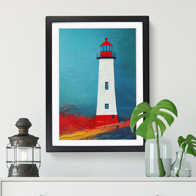Zac Lighthouse Painted Vol.2 - Picture Frame Print, Black, 64cm H x 46cm W x 2cm D