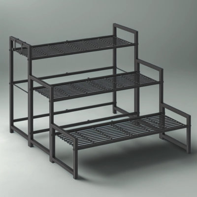 3 Tier Stackable Plant Stand For Indoor And Outdoor Use, Heavy Duty Metal Plant Shelf With Weather-Resistant Finish, Adjustable Flower Pot Holder And Display Rack
