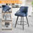 Thick Padded Cushion Wood Legs Modern Bar Stool With 360° Rotation Grey-9844844-9844845