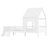 Full Size House Bed Frame With Cute Star-shape Roof And Window For Boys Girls Teens, Solid Wood House With Low-profile Stairs And Bookcase, Blackboard Design, White-204111710-204111711
