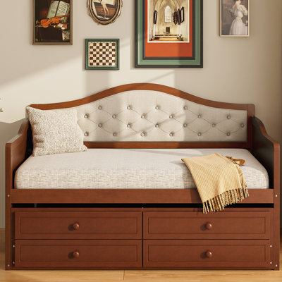 Upholstered Daybed With Trundle And 2 Storage Drawers