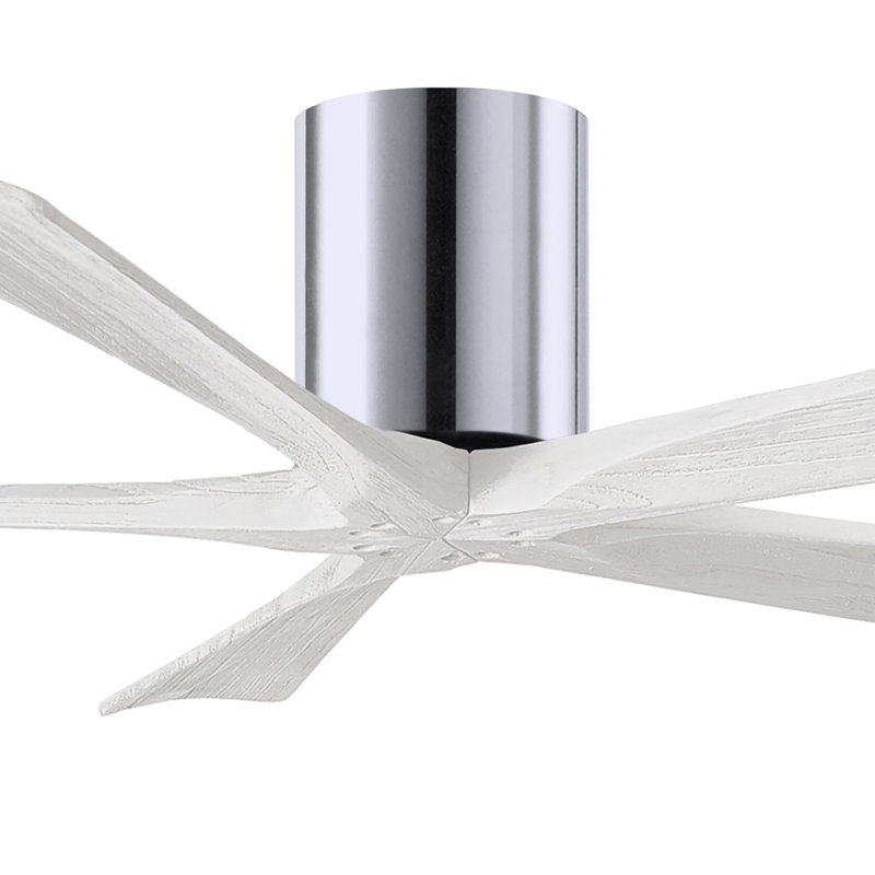 60" Irene 5-Blade Hugger Ceiling Fan with Wall Remote, Polished Chrome, Matte White, 60"
