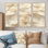 Feuilles ivoire collage de feuilles II - art mural feuilles - ensemble de 3