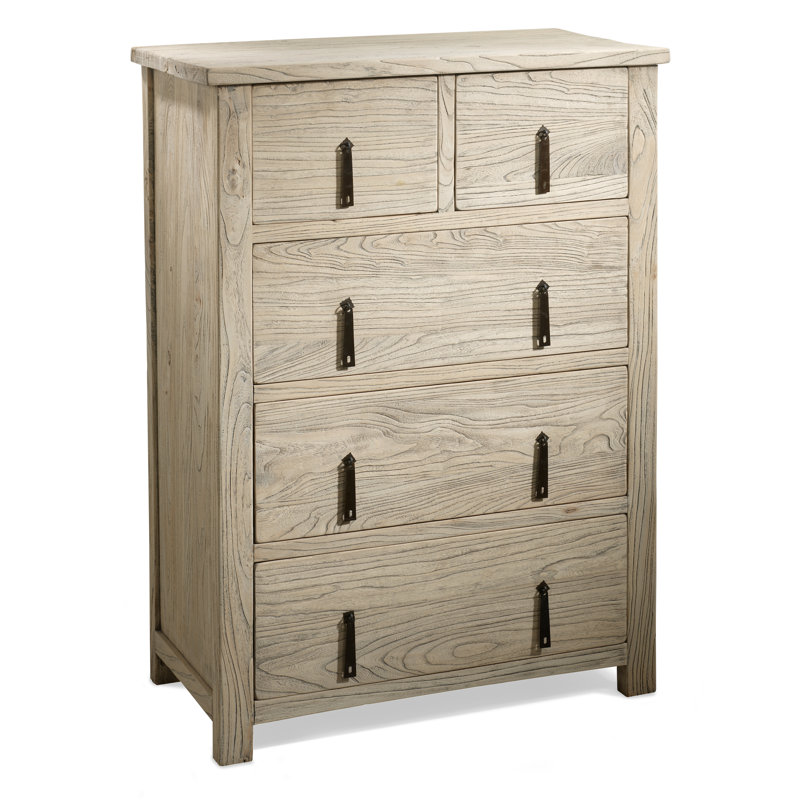 Jixi Solid Wood 85cm W 5 - Drawer Chest of Drawers