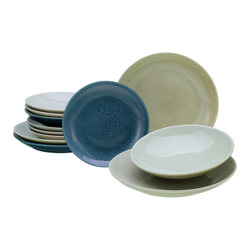 Reactive Stoneware Dinnerware Set 12 Piece - Service for 4