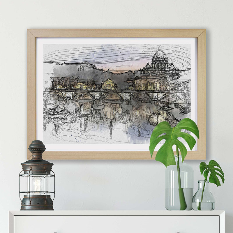 St. Peter's Basilica In Rome Italy - Single Picture Frame Print, 33cm H x 45cm W x 2cm D, Oak
