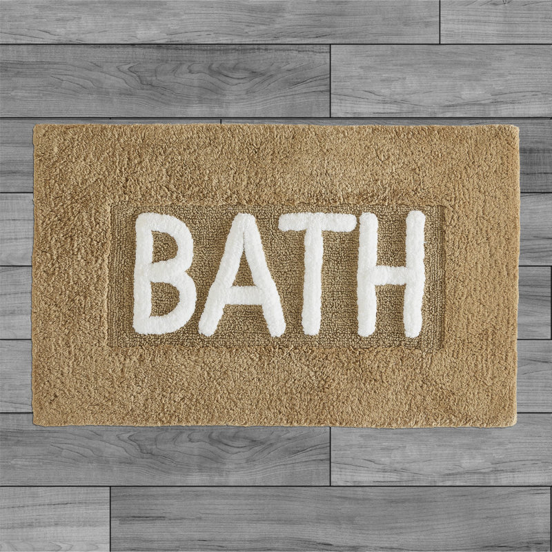 Cotton Blend Non-Slip Bath Rug, Linen