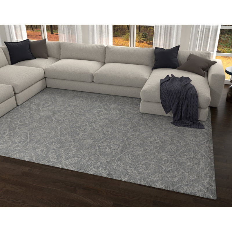 Tapis gris en laine touffeté à la main Agna, Rectangle 5 pi x 7 pi