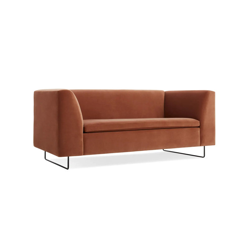 Bonnie Sofa, 29" H x 72" W x 33" D, Copper Velvet Polyester Blend