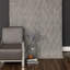 Tapis géométrique gris tissé à la main-61240051