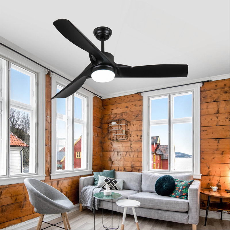 52 Inch Black Ceiling Fan With Light