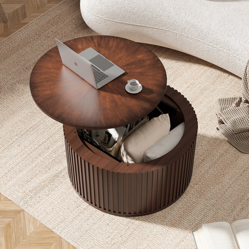 Lift Top Coffee Table With Storage, Fluted Round Coffee Tables